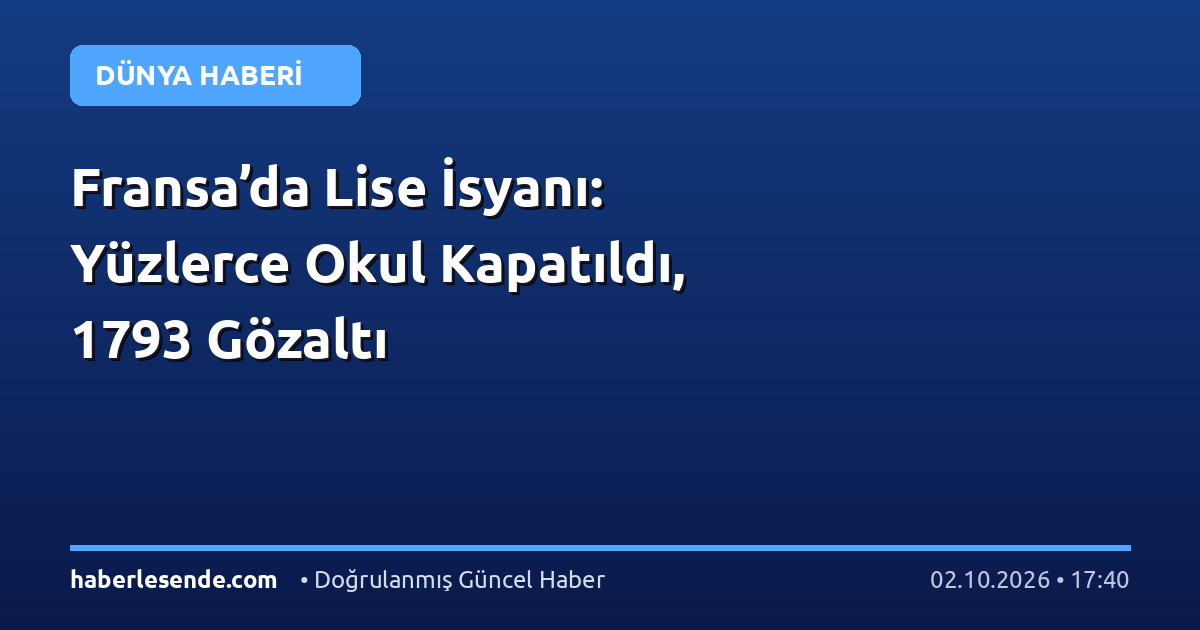 Fransa’da Lise İsyanı: Yüzlerce Okul Kapatıldı, 1793 Gözaltı