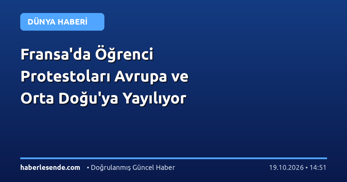 Fransa'da Öğrenci Protestoları Avrupa ve Orta Doğu'ya Yayılıyor