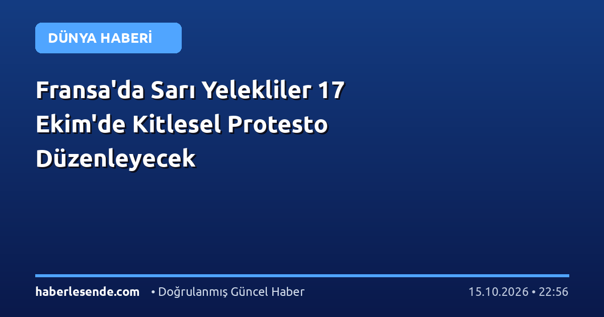 Fransa'da Sarı Yelekliler 17 Ekim'de Kitlesel Protesto Düzenleyecek