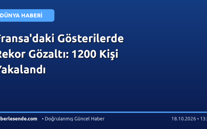 Fransa'daki Gösterilerde Rekor Gözaltı: 1200 Kişi Yakalandı