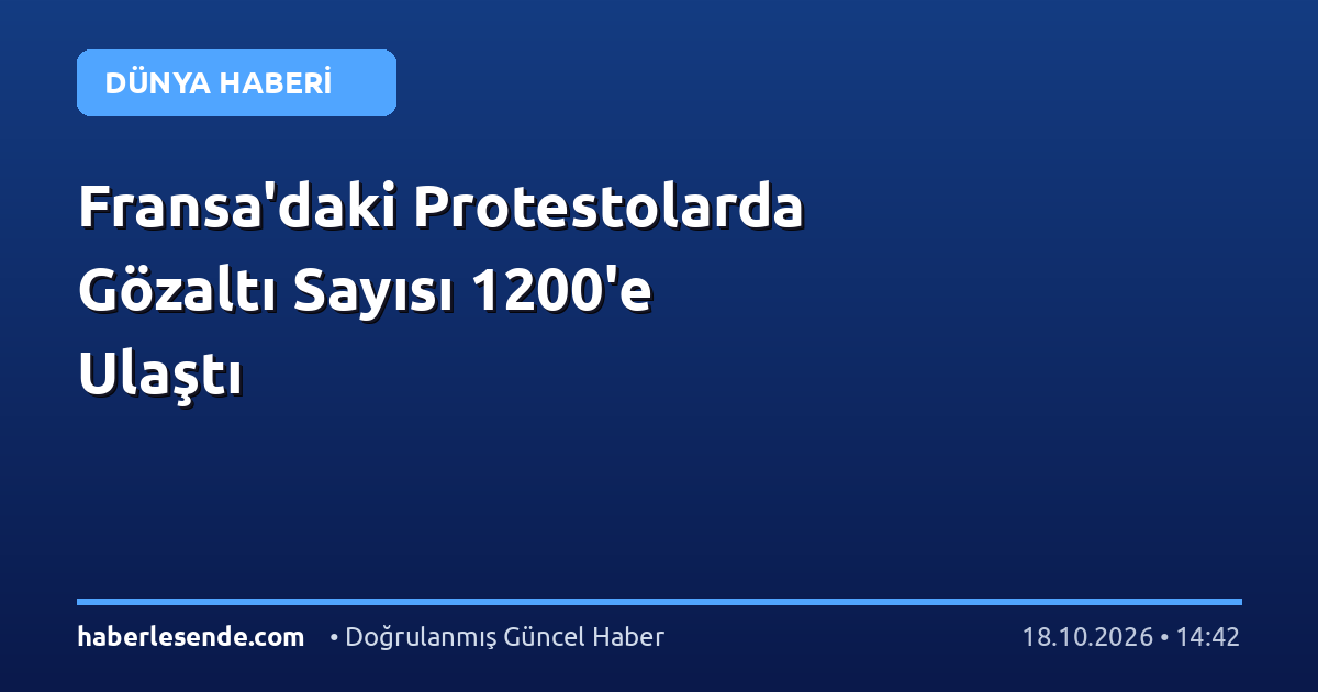 Fransa'daki Protestolarda Gözaltı Sayısı 1200'e Ulaştı