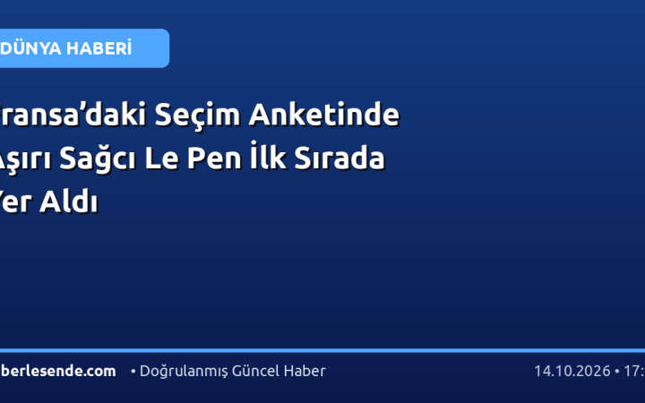 Fransa’daki Seçim Anketinde Aşırı Sağcı Le Pen İlk Sırada Yer Aldı