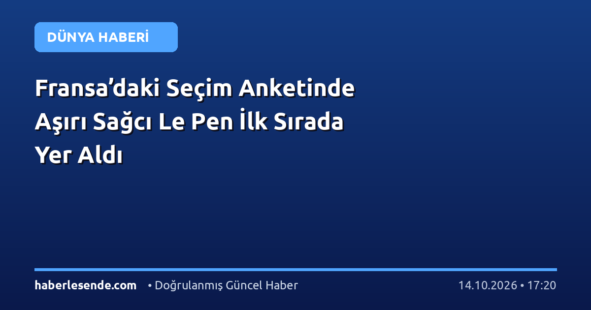 Fransa’daki Seçim Anketinde Aşırı Sağcı Le Pen İlk Sırada Yer Aldı