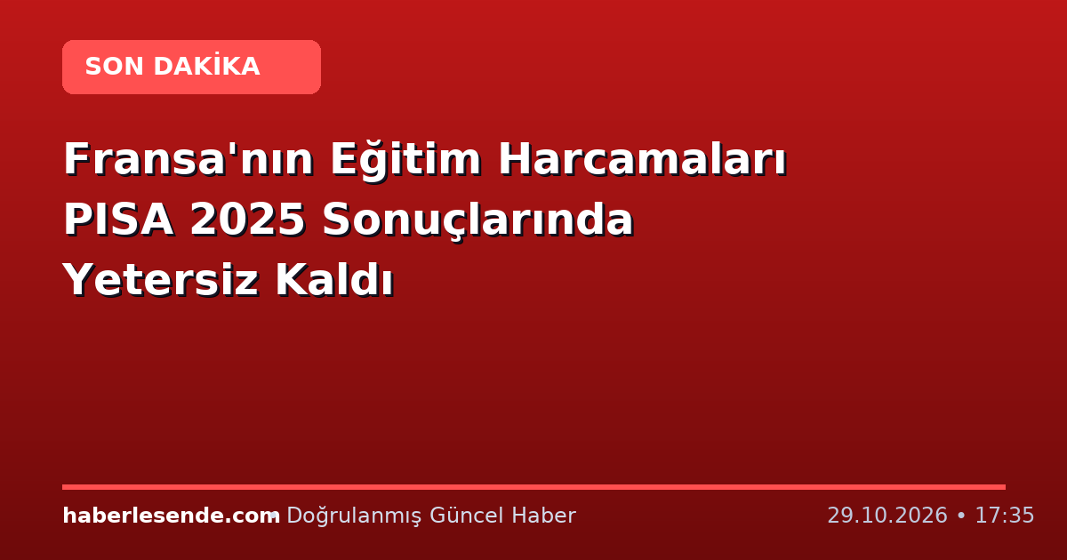 Fransa'nın Eğitim Harcamaları PISA 2025 Sonuçlarında Yetersiz Kaldı