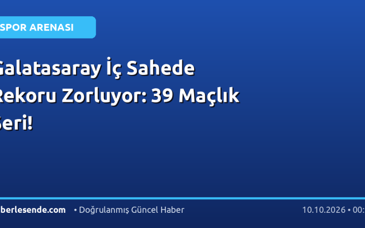 Galatasaray İç Sahede Rekoru Zorluyor: 39 Maçlık Seri!