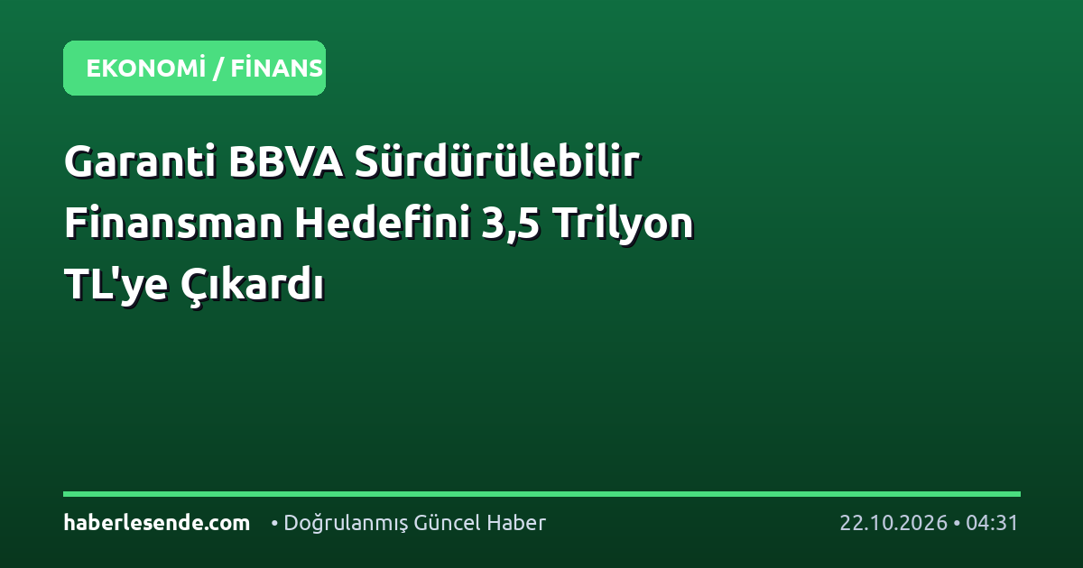 Garanti BBVA Sürdürülebilir Finansman Hedefini 3,5 Trilyon TL'ye Çıkardı