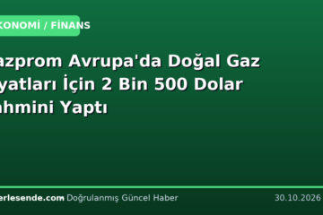 Gazprom Avrupa'da Doğal Gaz Fiyatları İçin 2 Bin 500 Dolar Tahmini Yaptı