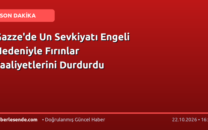 Gazze'de Un Sevkiyatı Engeli Nedeniyle Fırınlar Faaliyetlerini Durdurdu