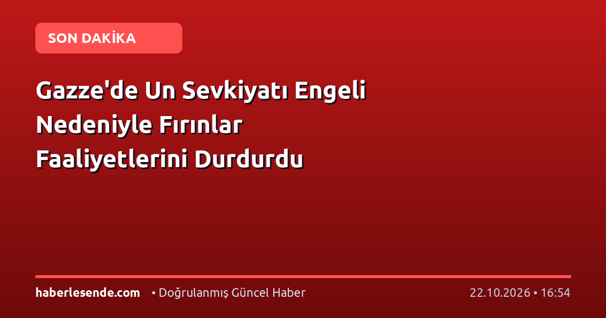 Gazze'de Un Sevkiyatı Engeli Nedeniyle Fırınlar Faaliyetlerini Durdurdu