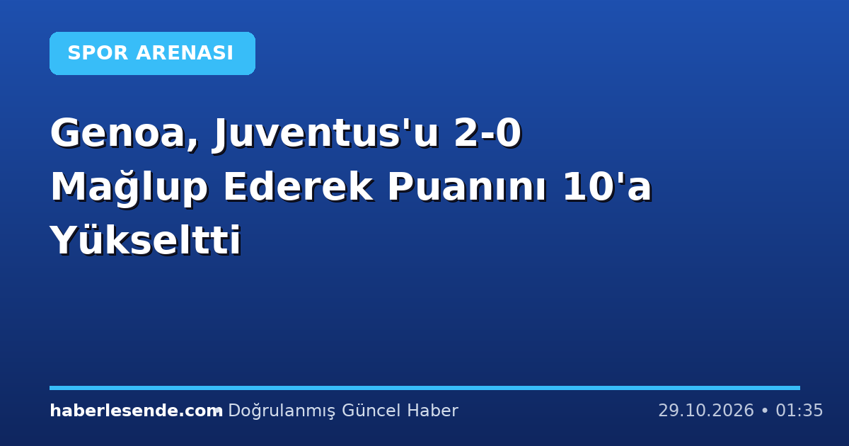 Genoa, Juventus'u 2-0 Mağlup Ederek Puanını 10'a Yükseltti