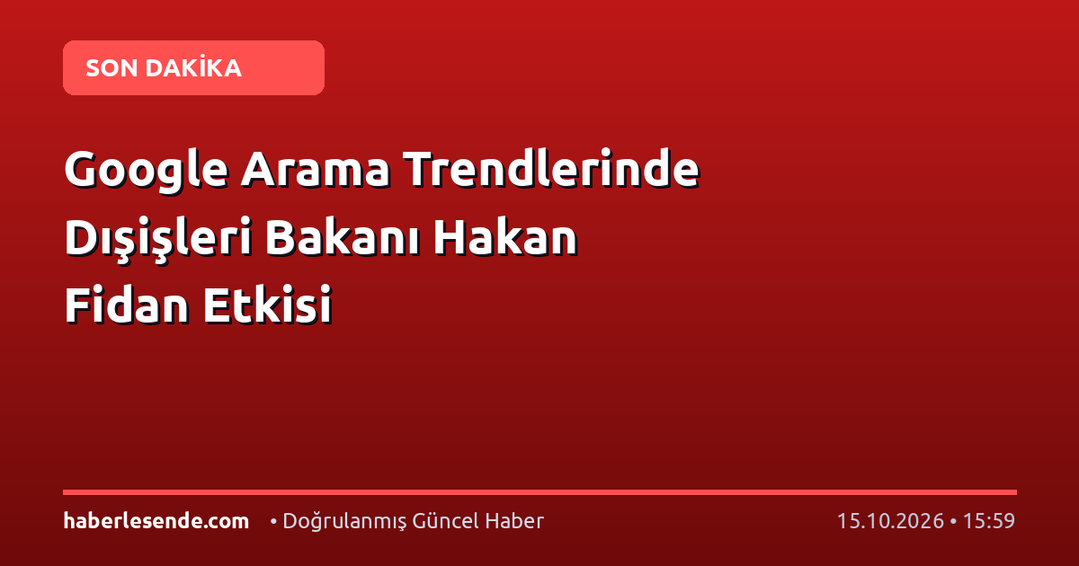 Google Arama Trendlerinde Dışişleri Bakanı Hakan Fidan Etkisi