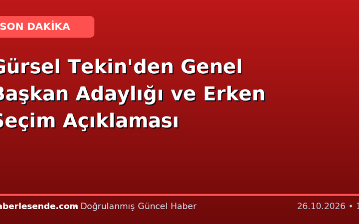 Gürsel Tekin'den Genel Başkan Adaylığı ve Erken Seçim Açıklaması