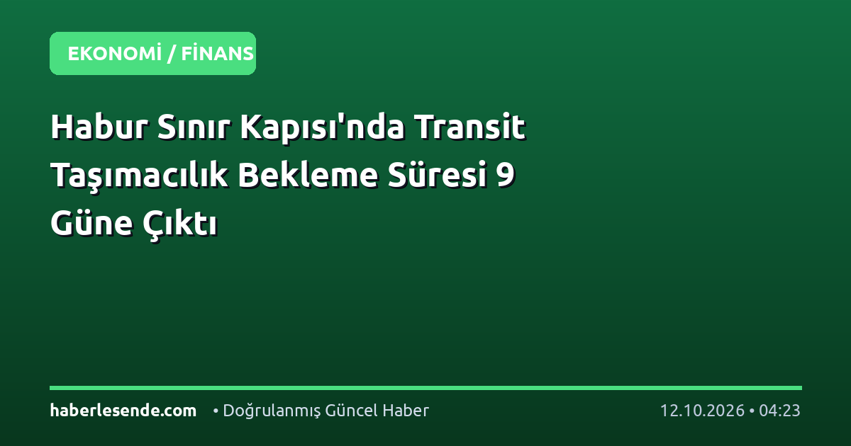 Habur Sınır Kapısı'nda Transit Taşımacılık Bekleme Süresi 9 Güne Çıktı