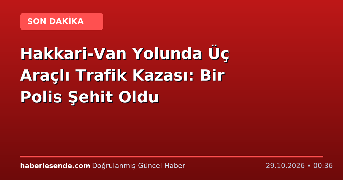Hakkari-Van Yolunda Üç Araçlı Trafik Kazası: Bir Polis Şehit Oldu