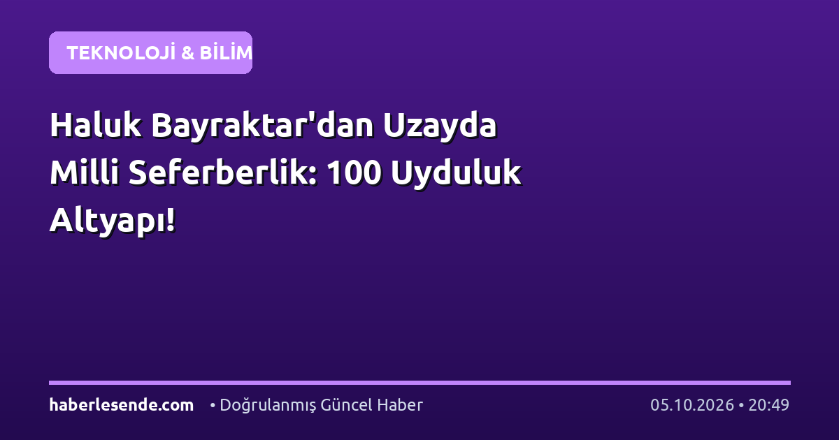 Haluk Bayraktar'dan Uzayda Milli Seferberlik: 100 Uyduluk Altyapı!