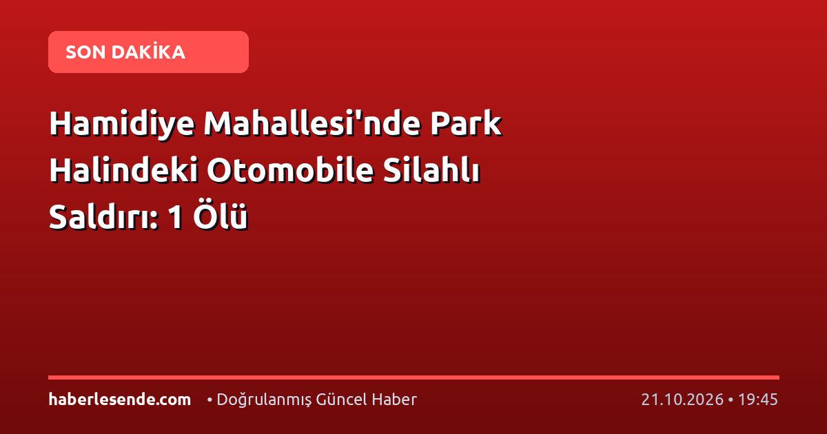 Hamidiye Mahallesi'nde Park Halindeki Otomobile Silahlı Saldırı: 1 Ölü