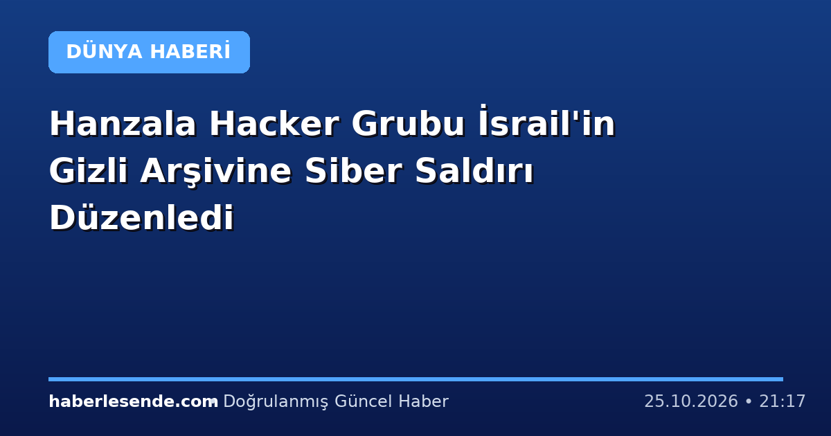 Hanzala Hacker Grubu İsrail'in Gizli Arşivine Siber Saldırı Düzenledi