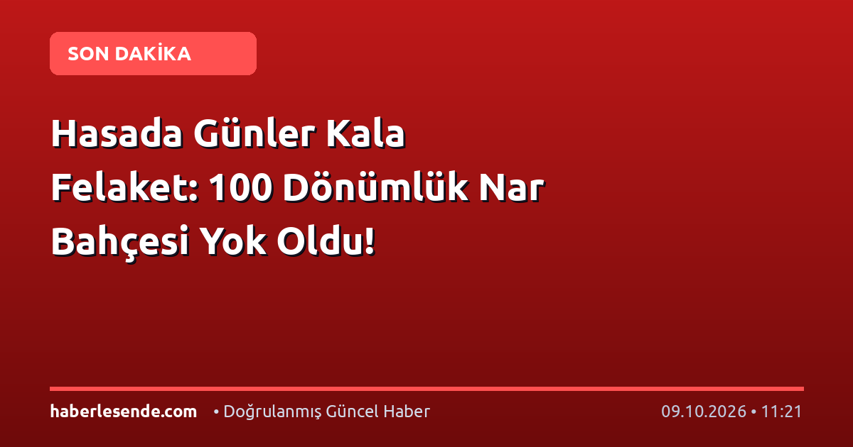 Hasada Günler Kala Felaket: 100 Dönümlük Nar Bahçesi Yok Oldu!