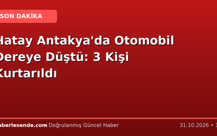 Hatay Antakya'da Otomobil Dereye Düştü: 3 Kişi Kurtarıldı
