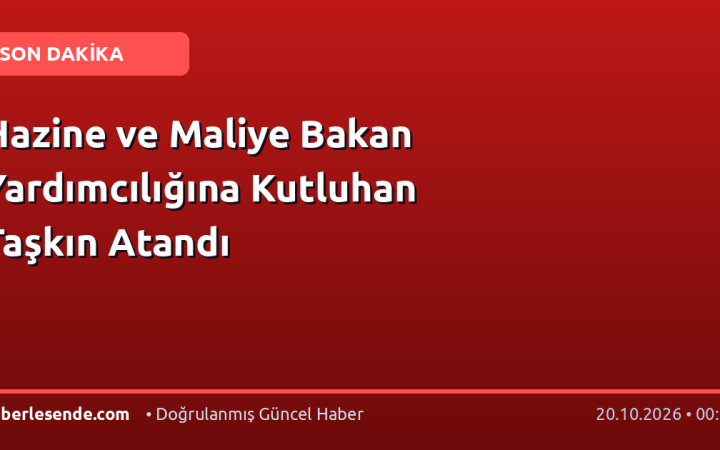 Hazine ve Maliye Bakan Yardımcılığına Kutluhan Taşkın Atandı