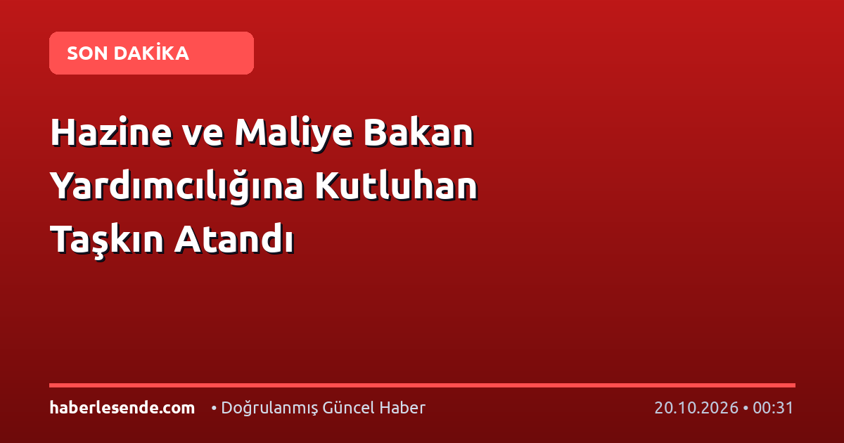 Hazine ve Maliye Bakan Yardımcılığına Kutluhan Taşkın Atandı