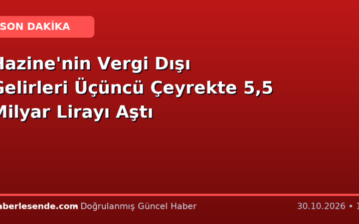 Hazine'nin Vergi Dışı Gelirleri Üçüncü Çeyrekte 5,5 Milyar Lirayı Aştı