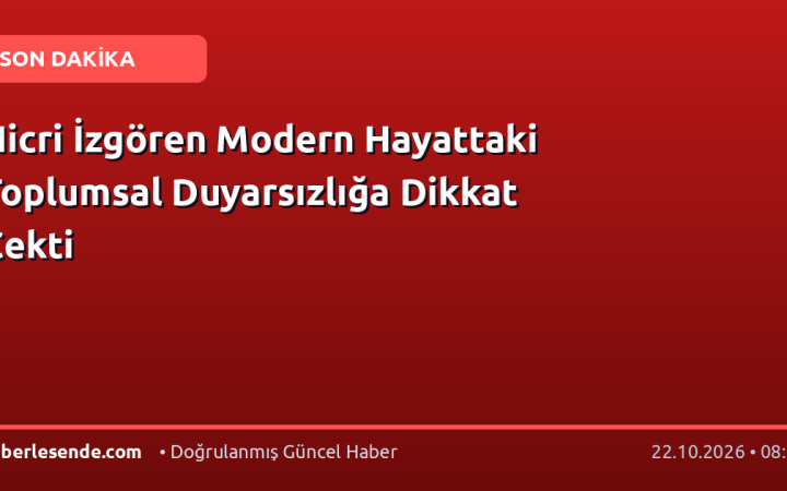 Hicri İzgören Modern Hayattaki Toplumsal Duyarsızlığa Dikkat Çekti