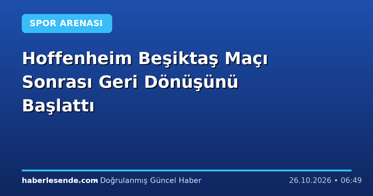 Hoffenheim Beşiktaş Maçı Sonrası Geri Dönüşünü Başlattı