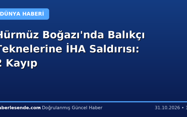 Hürmüz Boğazı'nda Balıkçı Teknelerine İHA Saldırısı: 2 Kayıp