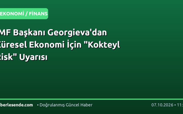 IMF Başkanı Georgieva'dan Küresel Ekonomi İçin "Kokteyl Risk" Uyarısı