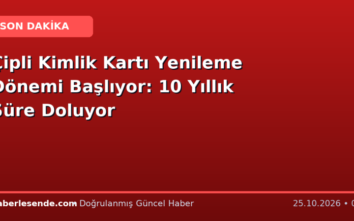 Çipli Kimlik Kartı Yenileme Dönemi Başlıyor: 10 Yıllık Süre Doluyor
