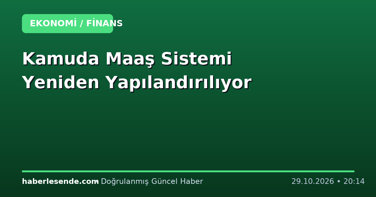 Kamuda Maaş Sistemi Yeniden Yapılandırılıyor