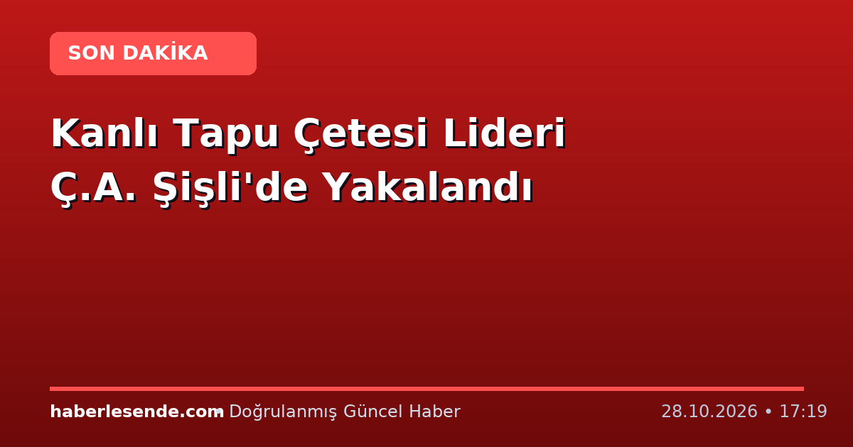 Kanlı Tapu Çetesi Lideri Ç.A. Şişli'de Yakalandı
