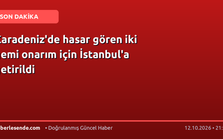 Karadeniz'de hasar gören iki gemi onarım için İstanbul'a getirildi