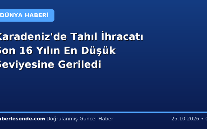 Karadeniz'de Tahıl İhracatı Son 16 Yılın En Düşük Seviyesine Geriledi