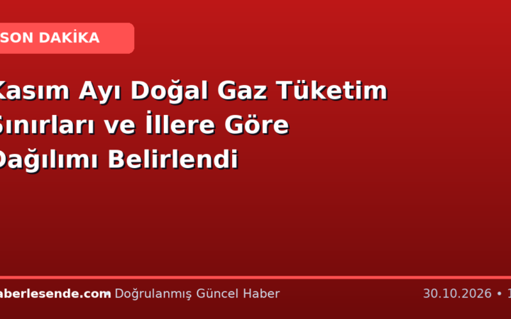 Kasım Ayı Doğal Gaz Tüketim Sınırları ve İllere Göre Dağılımı Belirlendi