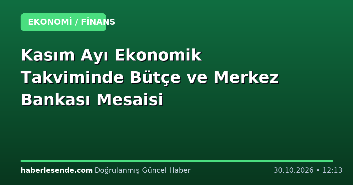 Kasım Ayı Ekonomik Takviminde Bütçe ve Merkez Bankası Mesaisi