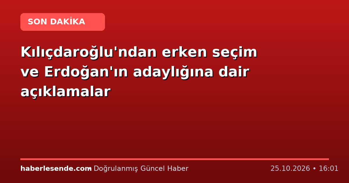 Kılıçdaroğlu'ndan erken seçim ve Erdoğan'ın adaylığına dair açıklamalar