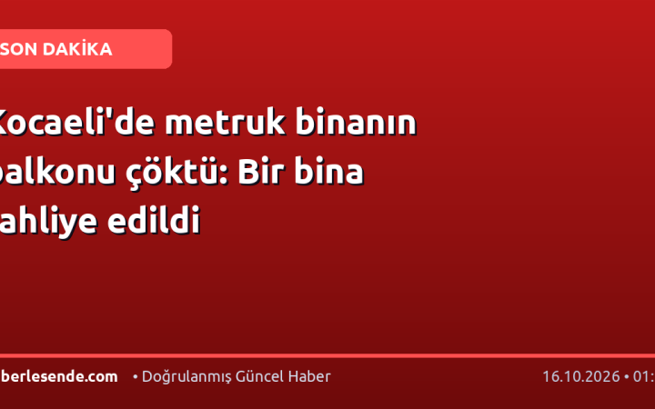 Kocaeli'de metruk binanın balkonu çöktü: Bir bina tahliye edildi