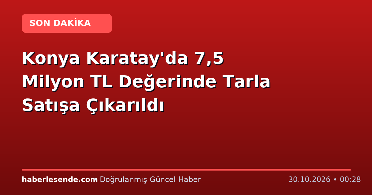 Konya Karatay'da 7,5 Milyon TL Değerinde Tarla Satışa Çıkarıldı