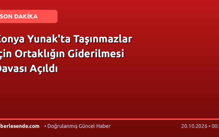 Konya Yunak'ta Taşınmazlar İçin Ortaklığın Giderilmesi Davası Açıldı