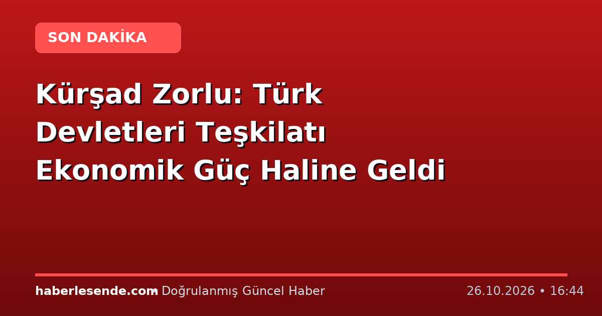 Kürşad Zorlu: Türk Devletleri Teşkilatı Ekonomik Güç Haline Geldi