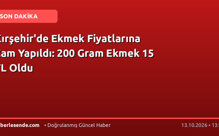 Kırşehir'de Ekmek Fiyatlarına Zam Yapıldı: 200 Gram Ekmek 15 TL Oldu