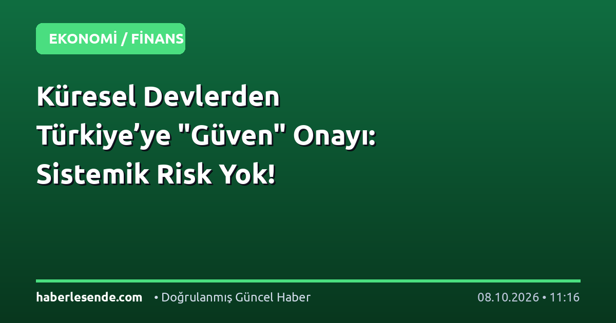 Küresel Devlerden Türkiye’ye "Güven" Onayı: Sistemik Risk Yok!