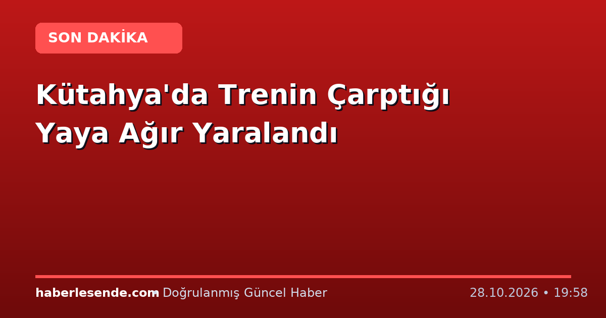Kütahya'da Trenin Çarptığı Yaya Ağır Yaralandı