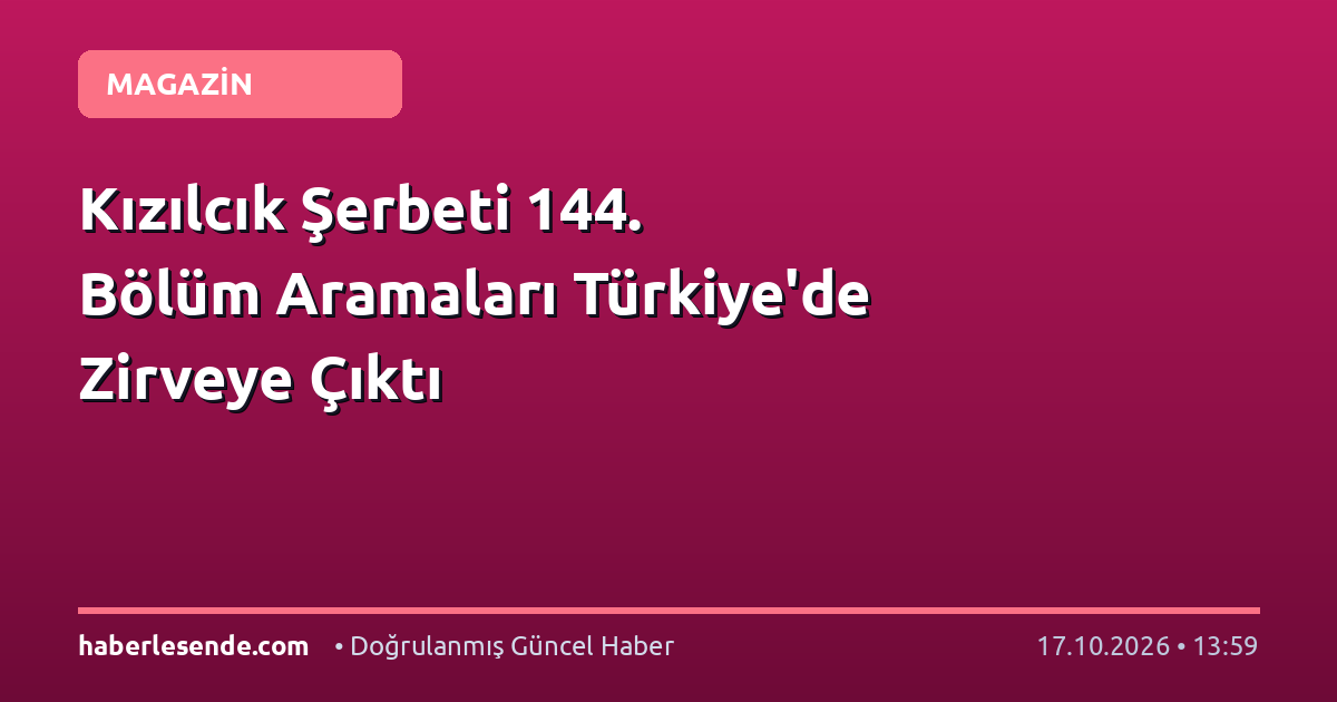 Kızılcık Şerbeti 144. Bölüm Aramaları Türkiye'de Zirveye Çıktı