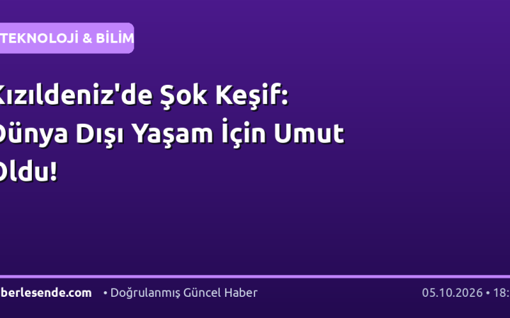 Kızıldeniz'de Şok Keşif: Dünya Dışı Yaşam İçin Umut Oldu!