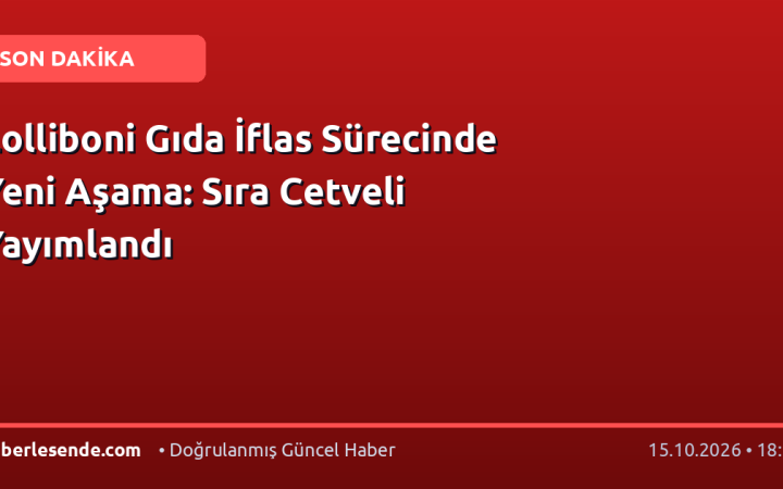 Lolliboni Gıda İflas Sürecinde Yeni Aşama: Sıra Cetveli Yayımlandı