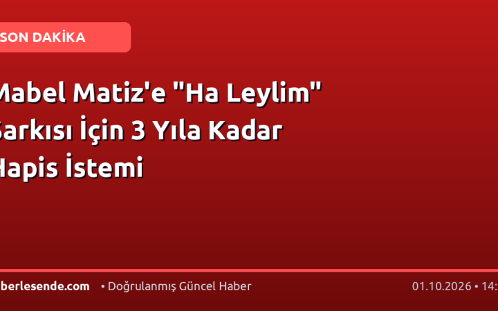 Mabel Matiz'e "Ha Leylim" Şarkısı İçin 3 Yıla Kadar Hapis İstemi