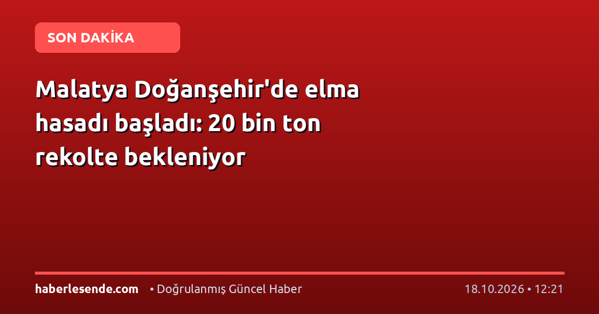 Malatya Doğanşehir'de elma hasadı başladı: 20 bin ton rekolte bekleniyor